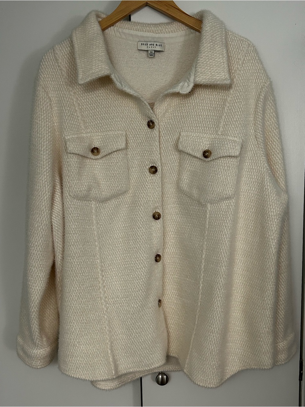 Skies Are Blue Cream Shacket